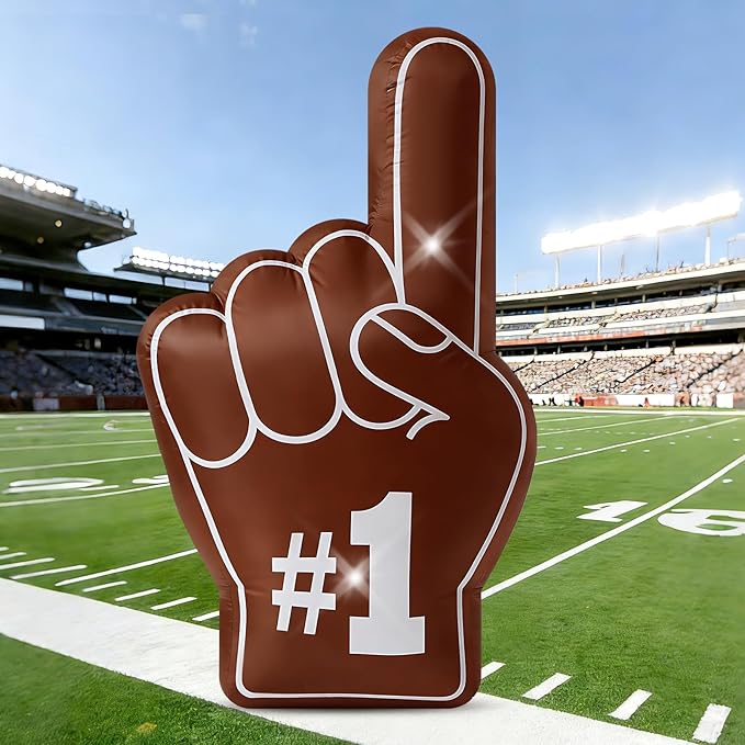4.6FT Football Inflatable Number One Finger Built-in 2 LED Lights Blow Up Spirit Finger for Football Birthday Game Day Tailgate Party Team Coach Cheering Decorations