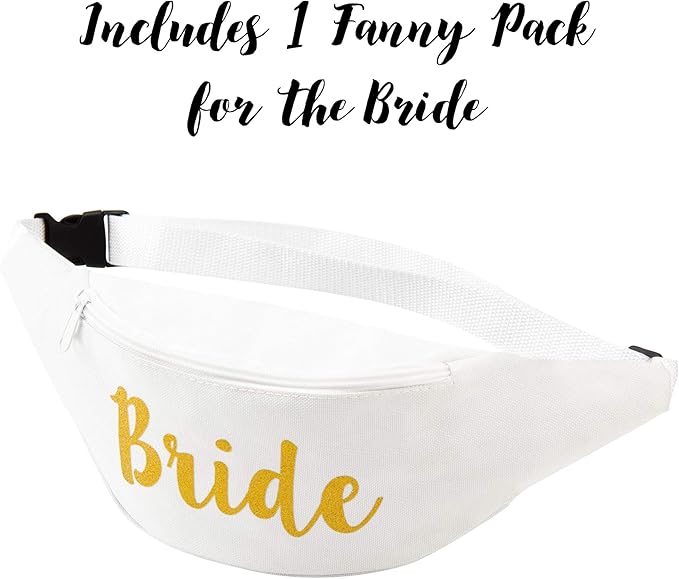 Bachelorette Party Fanny Packs – 7 Pack Bride & Squad Fanny Packs with Cursive Design
