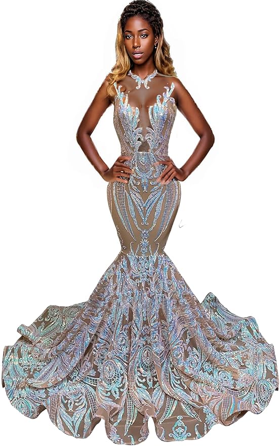 Keting Shiny Sequined Mermaid Women's Prom Party Evening Gala Dress Pageant Celebrity Gown