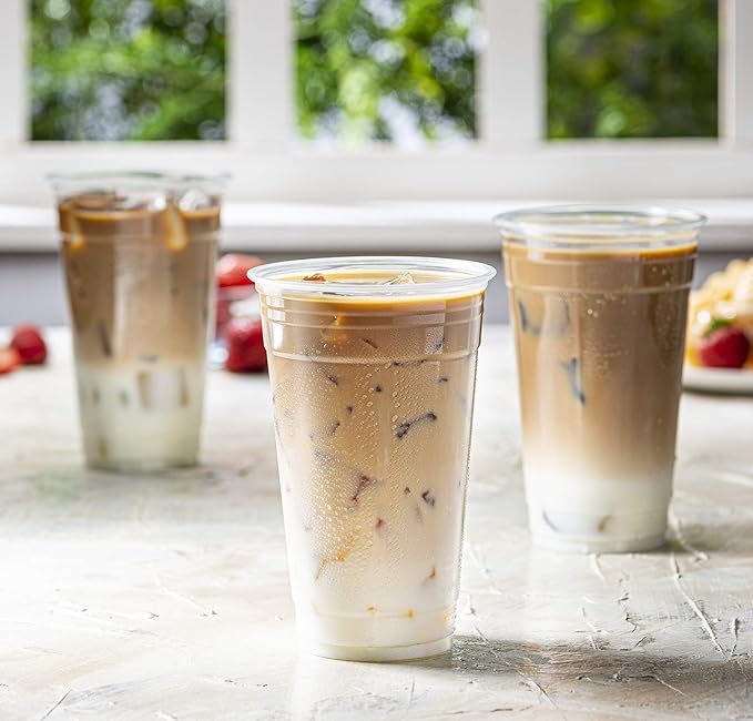 Comfy Package [Case of 1,000 24 oz. Crystal PET Clear Plastic Cups for Party - Ideal for Cold Beverages, Smoothies, and Parties