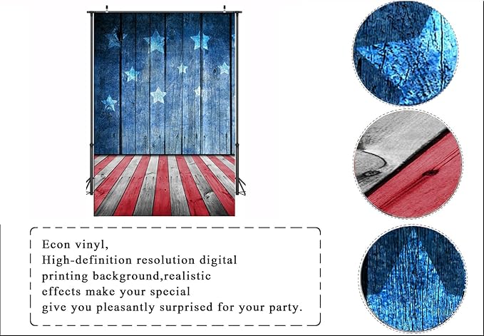 LTLYH 8x8ft Patriotic Backdrop 4th of July Independence Day Balloons Veterans Background Festival American Flags Freedom Memorial National Presidents Day Party Decor Supplies Photobooth Props 274