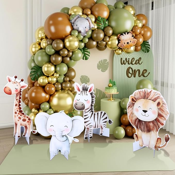 4 Pcs Large Jungle Animals Decorations 23.6 Inch Safari Birthday Decorations Jungle Animals Cutouts Backdrop Booth Props Party Supplies for Wildlife Theme Birthday Party Decor