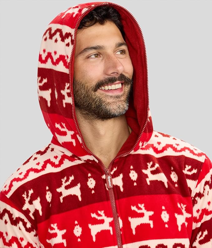 Tipsy Elves Christmas Onesies for Adults - Comfy Unisex Matching Holiday Jumpsuits with Convenient Pockets