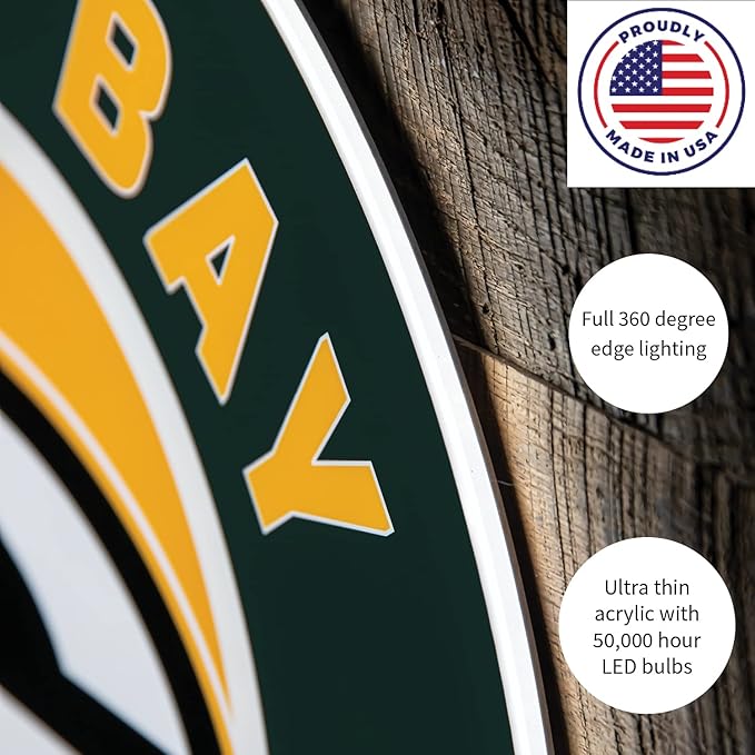 Team Sports America Evergreen NFL San Francisco 49ers | Ultra-Thin LED Light Wall Sign Decor | 23 Inch Round | Made in the USA