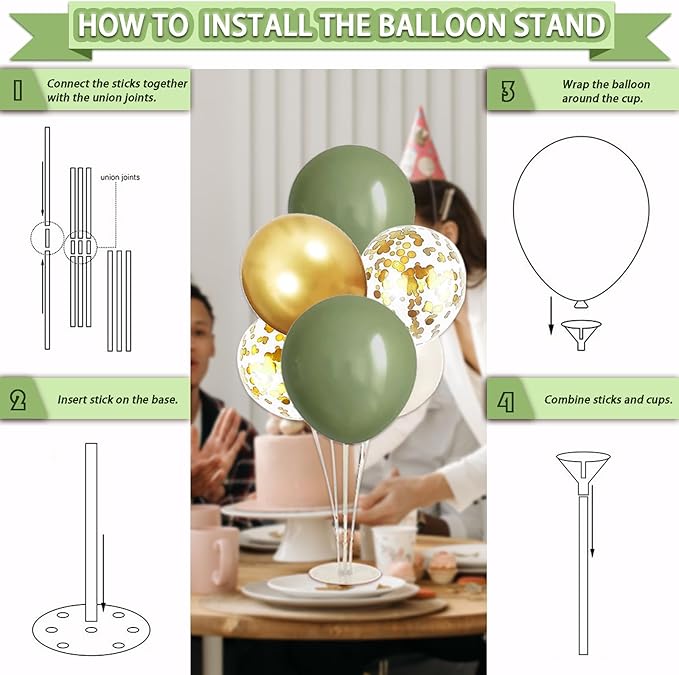 222 Pcs Sage Green Happy Birthday Decorations, Birthday Decorations for Women or Girl Kit- Disposable Dinnerware Set with 25 Guest, Balloons, Sash, Tiara, Banner, Paper Pom Poms