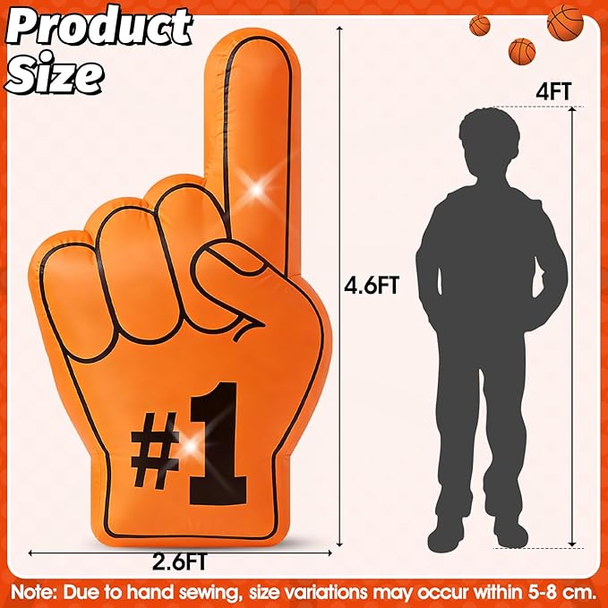 4.6FT Inflatable Number One Finger Outdoor Decorations Basketball Cheering Inflatables Built-in 2 LED Lights Blow up Spirit Finger for Basketball Sport Fans Game Day Birthday Party Yard Lawn Decor