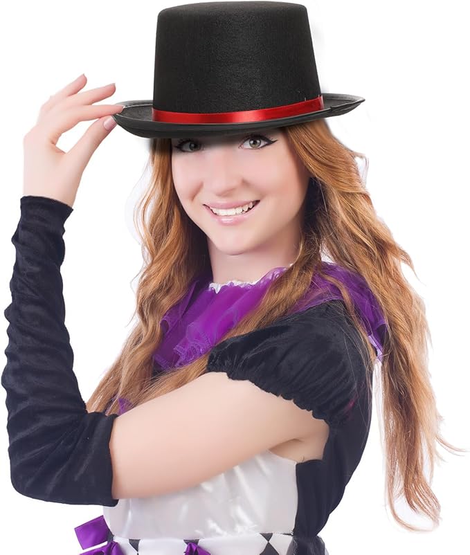 SATINIOR 12 Pcs Felt Top Hats Bulk Costume Hats for Men Women Magician Steampunk Dress up Movie Night Cosplay Party Supplies