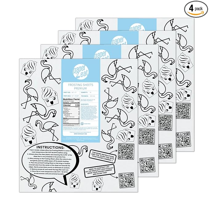 paper2eat Frosting Sheets Premium 8.5” x 11” - 96 count - White Edible Icing Sheets - Kosher Certified