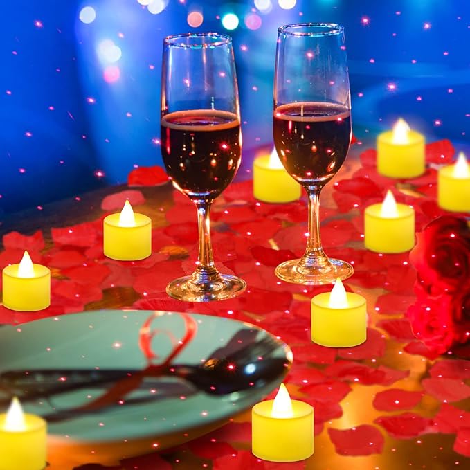 Hanaive 8000 Pcs Artificial Rose Petals with 120 Pcs Flameless LED Tea Light Candles Set Romantic Special Night Decorations for Proposal Anniversary Wedding Valentines Decor(Classic Color)