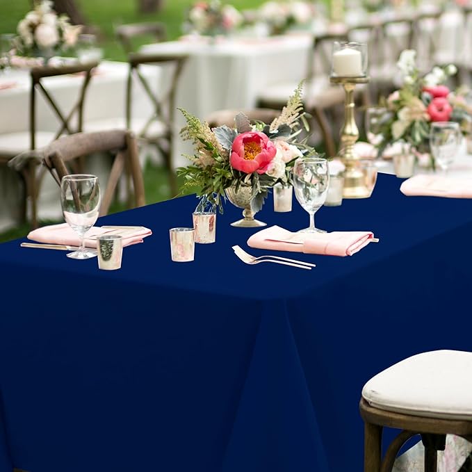 sancua Navy Blue Tablecloths for 6 Foot Rectangle Tables, 8 Pack - Washable Polyester Fabric Table Cloth for Wedding Party, Birthday, Banquet Reception, 54x108 Inch