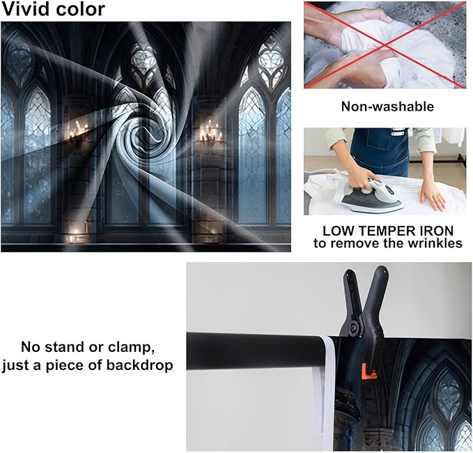 Baocicco Gothic Church Backdrop 10x6.5ft Vintage Medieval Castle Wall Ancient Arches Window Corridor Photography Backdrops Halloween Night Backdrops Castle Party Princess Prince Birthday Banner