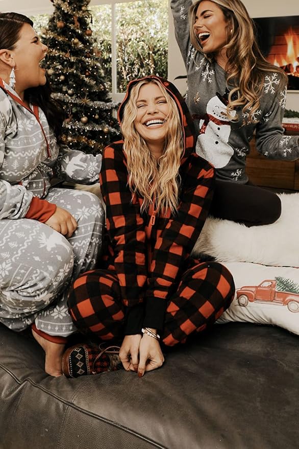 Tipsy Elves Christmas Onesies for Adults - Comfy Unisex Matching Holiday Jumpsuits with Convenient Pockets