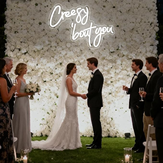Wedding Neon Sign, Creesy 'bout You Led Neon Light Signs for Bachelorette Bridal Engagement Party Decoration Bridal Shower Wall Decor Valentine's Day Night Light Dimmable USB Powered(16.9"*10")