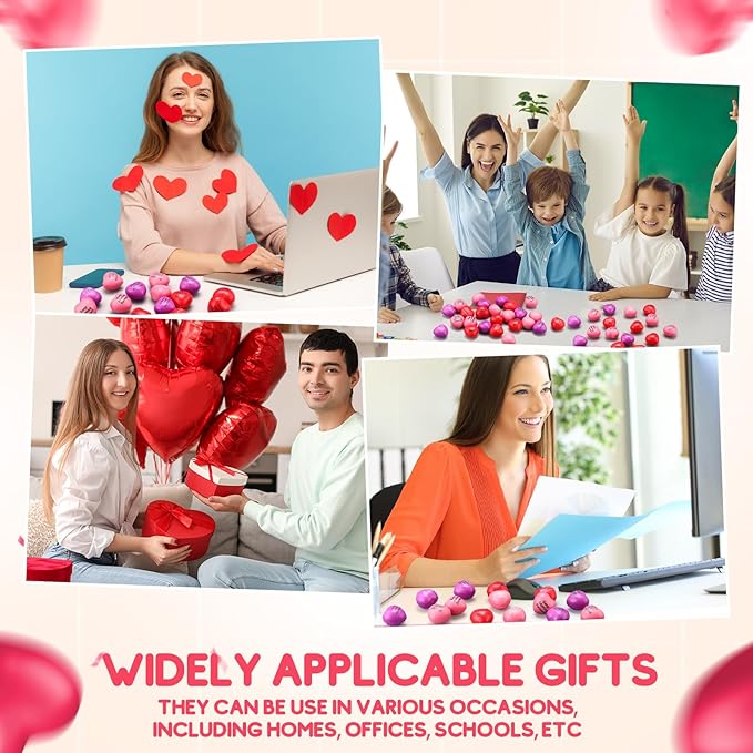 300 Pieces Valentine Day Heart Stress Balls 1.5 Inch Mini Stress Relief Balls Small Heart Shape Ball Kids Adults Wedding School Carnival Gift(Inspirational)