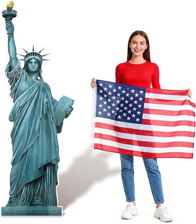 6 Ft Statue of Liberty Cardboard Cutout Statue of Liberty Stand Up Cutout Life-Size Patriotic New York City Themed Photo Booth Prop for Patriot Day Veterans Labor Day Party Decoration