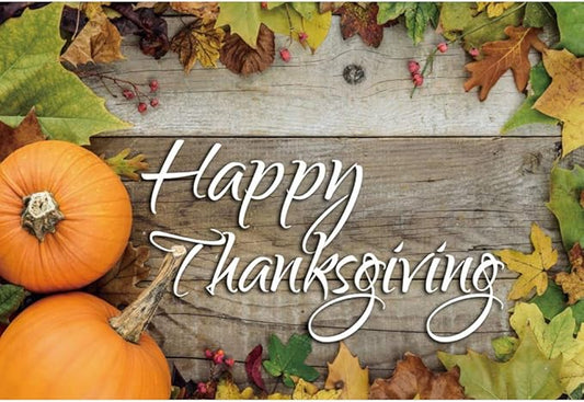 9x6ft Happy Thanksgiving Photography Backdrop Thanksgiving Day Party Background Pumpkin on The Wooden Floor Leaf Thankgiving Party Banner Wallpaper Thanksgiving Photo Studio Props