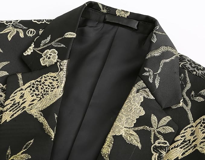Cloudstyle Mens 2 Piece Floral Dress Suit One Button Dinner Tuxedo Jacket & Pants