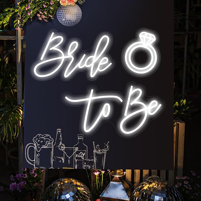 Edussy 37.39 * 9.45Inch Large Bride to Be Neon Sign for Backdrop Wall Decor with Dimmer Switch, Warm White 12V Reusable Neon Light Sign for Bridal Shower Bachelorette Engagement Party