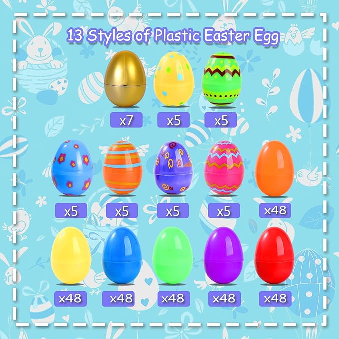 300 Pcs Prefilled Easter Eggs with Toys Inside,Easter Basket Stuffers Gifts in Surprise Eggs,Easter Toys Bulk,Prizes Classroom Events,Eggs Fillers,Easte Party Favors
