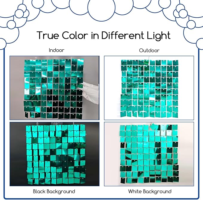 COKAOBE Emerald Green Shimmer Wall Backdrop, 24PCS Square Sequin Shimmer Backdrop Panel, Photo Backdrops for Birthday, Anniversary, Wedding, Graduation & Bachelorette Party Decoration