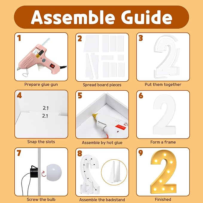 Imprsv 3FT Light Up Numbers Letters, Marquee for 2st 21st Birthday Decorations, Anniversary Party Decor, Mosaic for Balloons, Pre-Cut Foam Board Kit