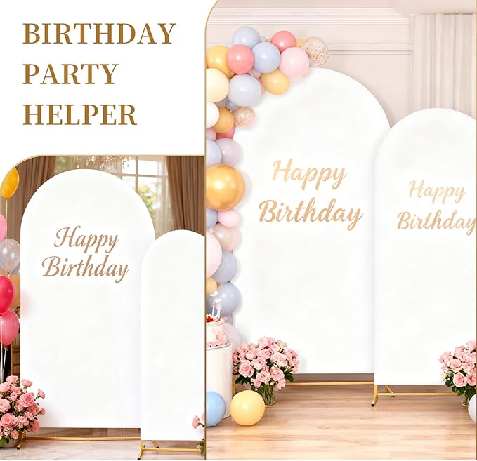 Metal Arch Backdrop Stand and Cover Set of 2, Sturdy 7.2FT, 6FT Party Backdrop Set, Wedding Arch Frame and Cover Set for Birthday, Baby Shower,Christmas, Anniversary
