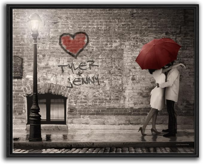 Personal-Prints STREET SCENE | Personalized Romantic Canvas Art Gift with Your Names | Custom for Valentine’s Day or Wedding Anniversary (20"x24" Float Framed Canvas)