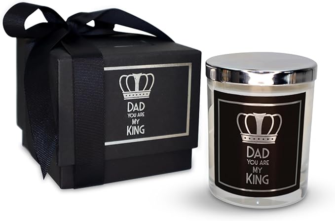 CharmLab Candle - Gift for Dad from Daughter or Son, Luxury Wood & Spice Sandal Scented Glass Jar Candle with Gift Box, 12 oz, Natural Bio Wax, 40Hr Burn, Perfect for Father’s Day, Birthday, Christmas