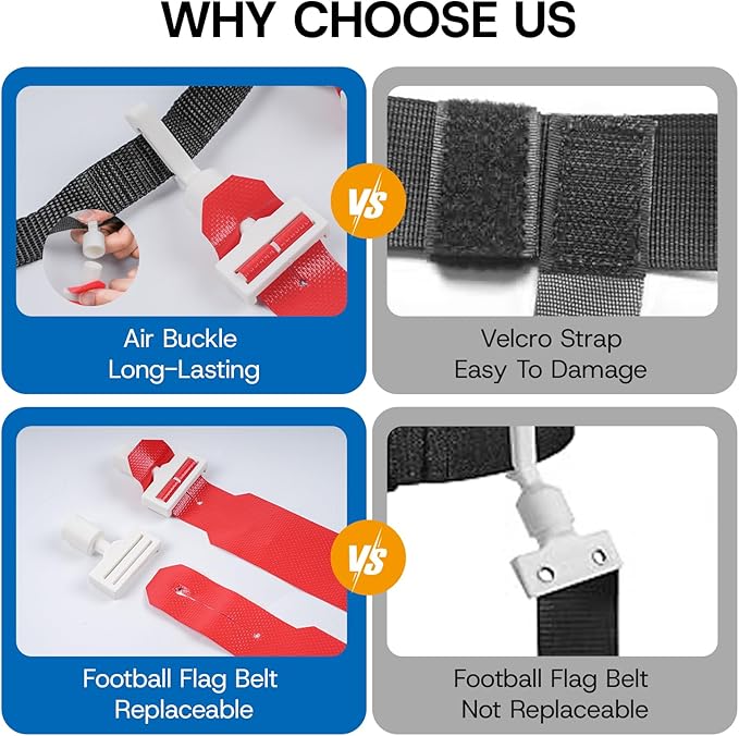 14 Player Flag Football Belts Adjustable Football Set with 42 Flags 8 Cones and 1 Bag for Youth Adults Kids Training