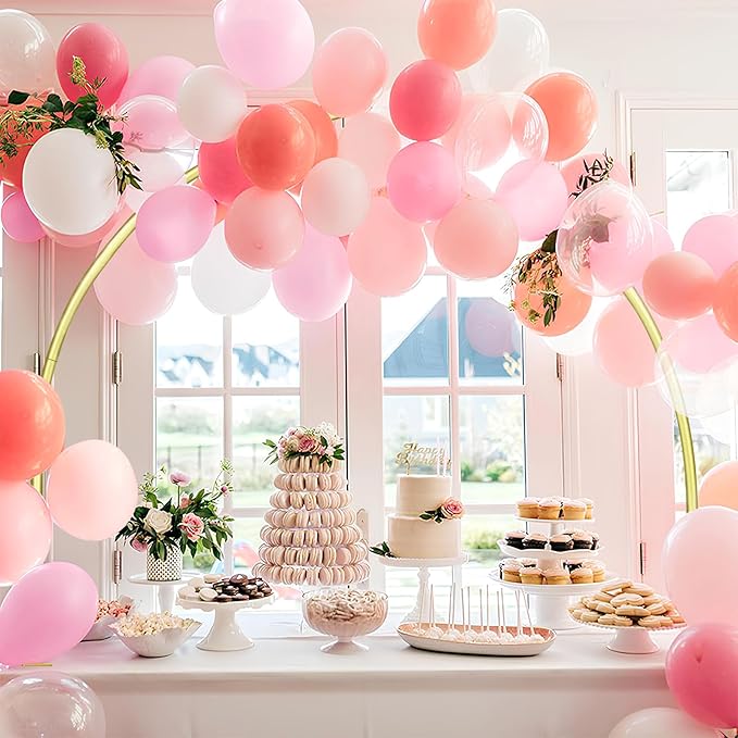 Metal Balloon Arch Kit for Tabletop, 5.3Ft & 4.7Ft Over The Table Rod Stand with Clamps and Half Arch Balloon Stand for Garden Wedding, Birthday, Baby Shower, Christmas, Halloween Decorations, Gold