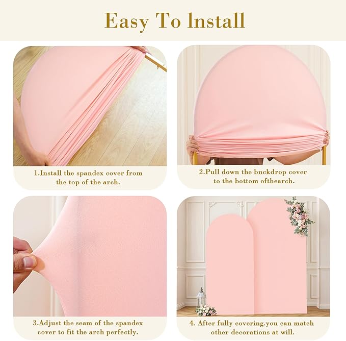Dusty Rose Photo Arch Backdrop Cover Set of 2 for Party Spandex 7.2 and 6ft Arch Covers Stretchy Backdrop Baby Shower Balloon Arch Stand Covers for Girls Birthday Wedding Bridal Shower Background