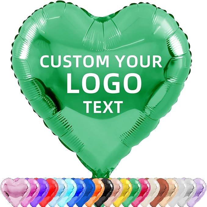20 Pcs18 inch Custom Foil Balloons with Picture – Heart, Star, or Round – Personalized with Photo, Text, or Logo – Full-Color Print for Birthday, Memorial, Party, or Event Decor (heart)