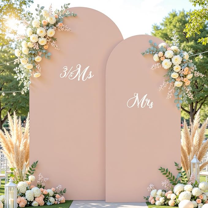 Nude Photo Arch Backdrop Cover Set of 2 Spandex 7.2 and 6ft Arch Covers Stretchy Backdrop Party Arch Stand Covers for Birthday Party Baby Shower Wedding Bridal Shower Banquet Background Decorations
