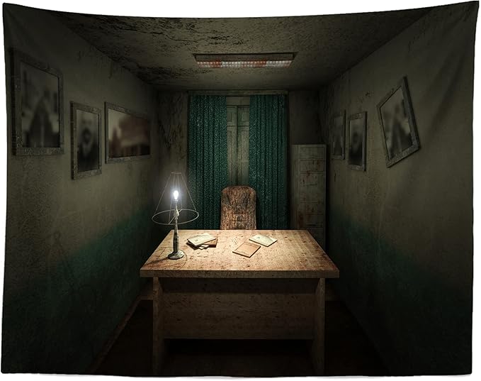 CORFOTO Fabric Creepy Hospital Working Room Backdrop Spooky Horror Hospital Interior Background Sickbed Bloody Murder Crime Party Decorations Kids Adults Halloween Party Banner Photobooth Props