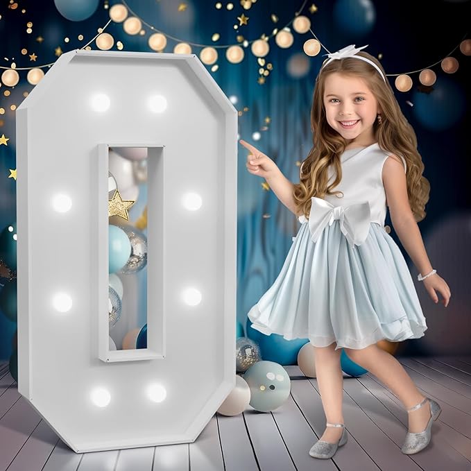 Marquee Numbers 3 feet tall,Cool White Light Up Numbers 0, Large Numbers for 10th 40th 50th Birthday Party Decorations, Big Numbers for Anniversary Decor（DIY Kits）
