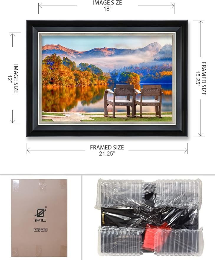 IPIC - Grow Old Together, Personalized Framed Wall Art with Names and Date on, Giclee Prints with Solid Wood Frame, Customized Gift and Memorial Gifts for Wedding Anniversary.