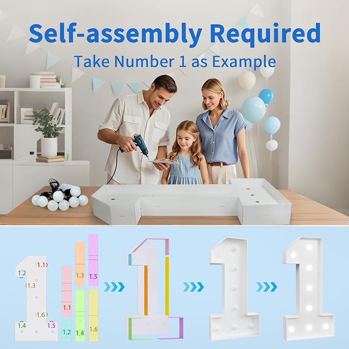 imprsv Marquee Numbers Large 16th-Birthday Decorations: 4ft Light Up Number Party Decor 16 Year Old Girl and Boy Birthday Decoration Backdrop Anniversary Cardboard Big Mosaic Balloon Frame Number 16