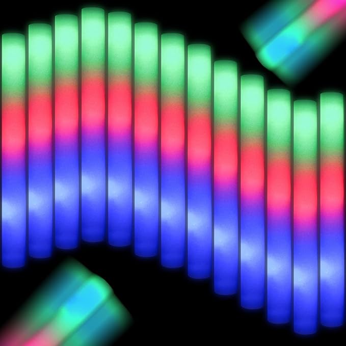 205 PCS Foam Glow Sticks, Glow Sticks Bulk Party Pack, Glow In Tthe Dark Party Supplies, Glow Foam Sticks Bulk with 3 Modes Colorful Flashing, Foam Light up Sticks for Wedding, Raves, Birthday
