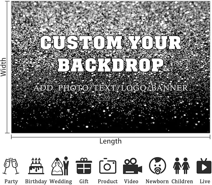 Leowefowa 12x10ft Custom Image Background Personalized Backdrop Customized Vinyl Backdrop with Pictures Photo Text Custom Banner Supplies Background for Baby Shower Birthday Party Decor