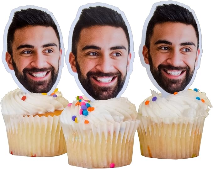 VictoryStore – Custom Cupcake Toppers – Set of 25 Personalized Face Cupcake Toppers with Custom Photo – Perfect for Birthdays, Wedding Showers, Anniversaries and More