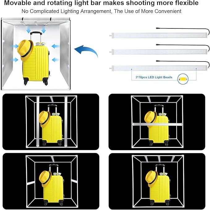 PULUZ Large Photography Light Box, 32"x32" Photo Studio Box, Portable Shooting Tent with 3 Stepless Dimming Light Panel, Professional Photo Booth with 4 Color Backdrops for Product Photography