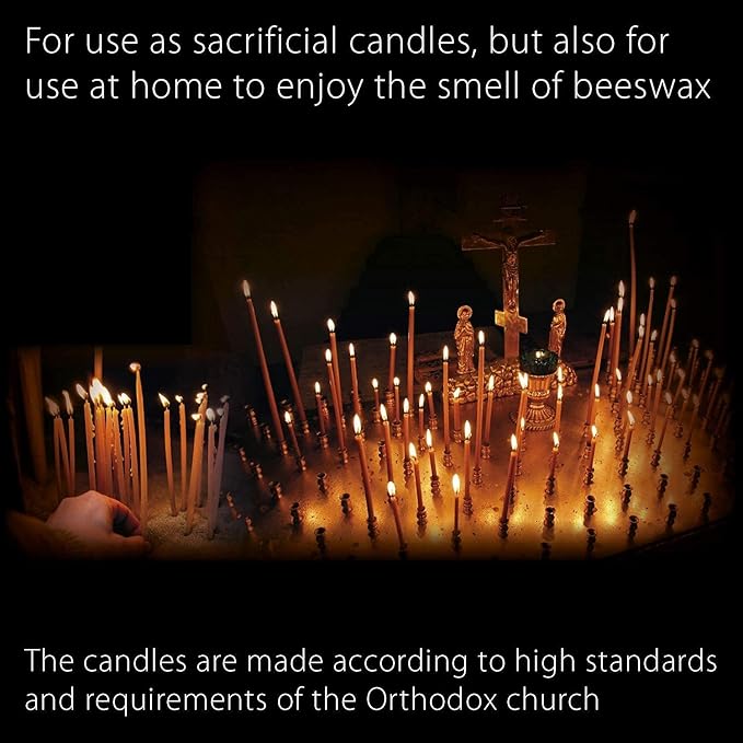 Danilovo Pure Beeswax Candles - Honey-Scented, Decorative Thin Taper Candles - Ideal for Birthday Decoration or Church Prayers - Drip Free, Tall & Smokeless Pack of 100 pcs, 6.3 x 0.2 inch