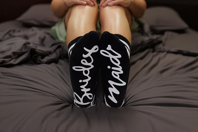 Funky Junque Bride Socks for Bachelorette Party Favors, Bridesmaid Gifts, 100% Cotton Crew Socks, Bridal Shower Accessories
