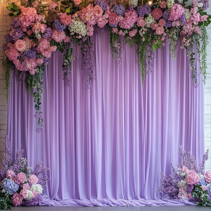 10 ft x 10 ft Wrinkle Free Lavender Backdrop Curtain for Parties, Polyester Light Purple Photo Backdrop Drapes 2 Panels 5x10ft for Baby Shower Photoshoot Wedding Birthday Party Photography Curtains