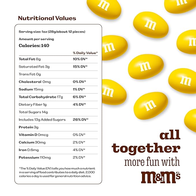 M&M'S WORLD Yellow Peanut M&M’s chocolate candy 2 lb bag – bright snack for birthdays, buffets, celebrations, desserts, gifts, gatherings, or cheerful table display