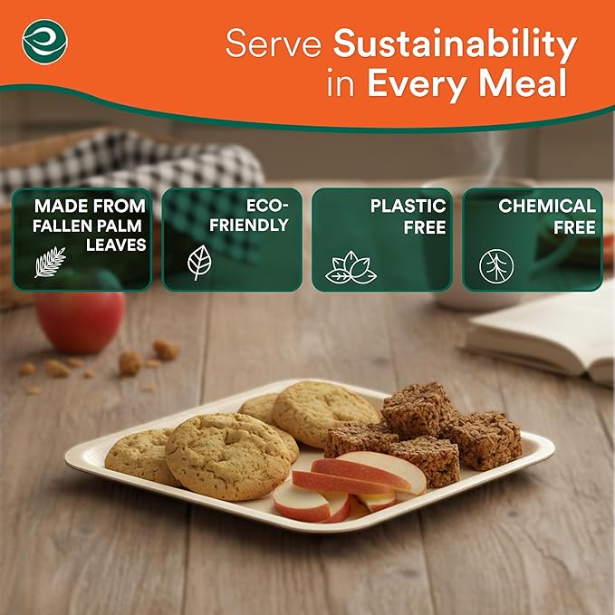 ECO SOUL Palm Leaf Plates 6" Square (400 Count) - Disposable, Eco-Friendly, Biodegradable Bamboo Appetizer Plates - Perfect Dinnerware for Parties, Weddings, Events & Holidays