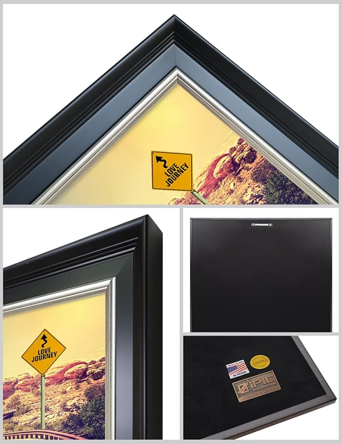 IPIC - Love Journey Personalized Framed Wall Art with Names and Date on, Giclee Prints with Solid Wood Frame, Customized Gift and Memorial Gifts for Wedding Anniversary.
