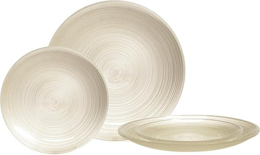 " OCCASIONS " 100 Plates Pack,(50 Guests) Premium Wedding Party Disposable Plastic Plates Set -50 x 10'' Dinner + 50 x 7'' Salad/Dessert (Belize in Ivory & Gold)