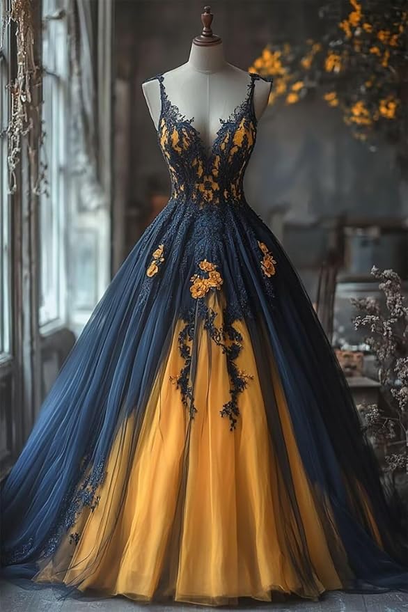 TRHTX Spaghetti Straps Wedding Dresses for Bride Layered Tulle Gothic Black Bridal Gowns Lace Applique Wedding Gowns