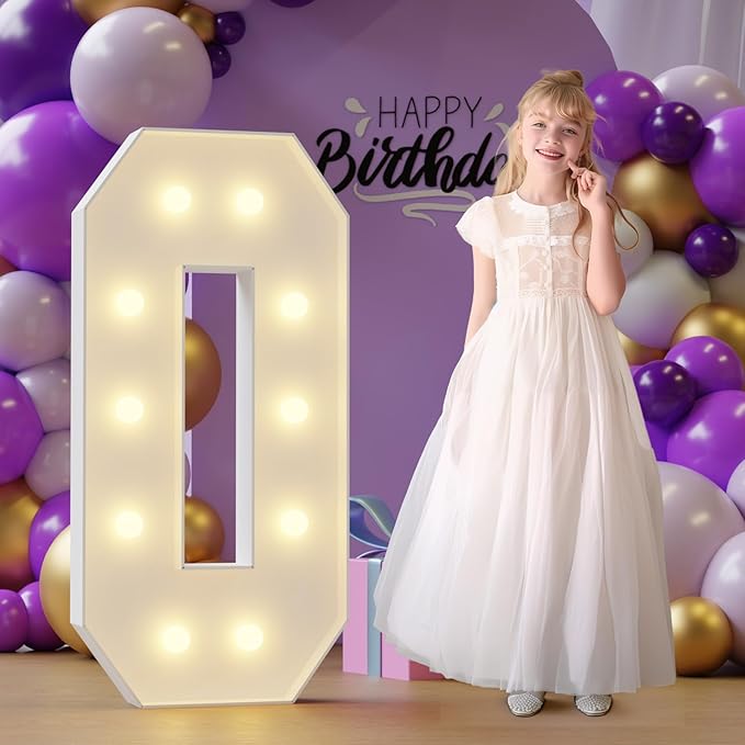 Marquee Numbers for Birthday Decorations: 4ft Large Light Up Numbers Big Sign 10th 20th 30th 40th 50th 60th One Year Old Anniversary Party Mosaic Decor Backdrop Foam Board Number 0